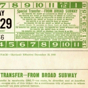 Philadelphia Rapid Transit c1940 Page from Bus Subway Ticket Sample Book (0031) - Picture 1 of 3