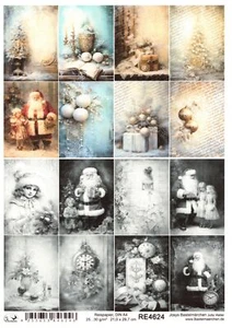 Carta di riso A4 seta di paglia Natale vintage oro bambino regalo Nicola RE4624 - Foto 1 di 1
