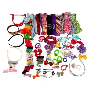 Lot of Girls Hair Accessories Head Bands, Ties, Barrettes, Bows 80+ pieces - Picture 1 of 11