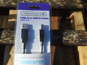 infinitive usb-a to usb-b cable usb 2.0 6 ft black/computer electronics - Picture 1 of 2