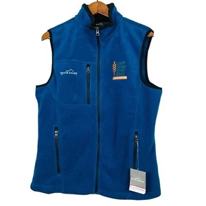 NUOVO! Eddie Bauer Gilet in Pile Giovani Professionisti Logo Teal - M - Foto 1 di 5