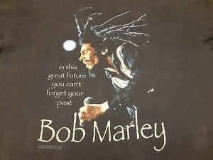 VTG Y2K 2000 Bob Marley No Woman, No Cry lyrics double sided T Shirt Black Large