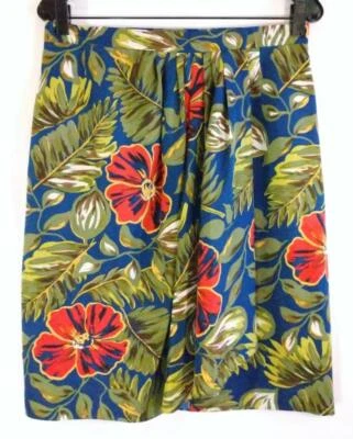 FALDA DE SEDA SAKS FIVE AVENUE para mujer talla grande verde estampado tropical estilo envolvente Foto 1 de 4