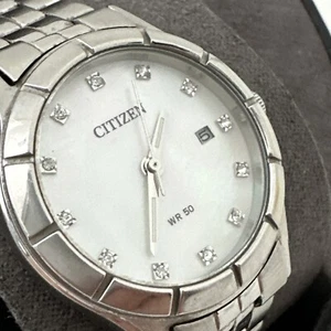 Citizen Women’s Swarovski Silver-Tone Watch EU6070-51Y *BROKEN STEM & CROWN* - Picture 1 of 24