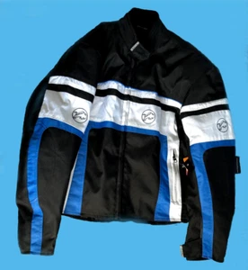 Buffalo Retro Motorcycle Jacket Black/Blue BJRETRO84LA - Men's Large Chest 44 - Picture 1 of 5