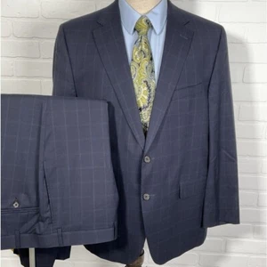 Cremieux Suit Men 46S 40W Blue Check Nantes 2 Button Loro Piano Wool Silk - Picture 1 of 20