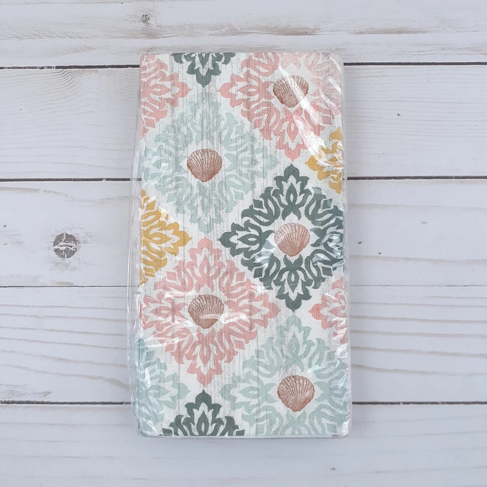 Servilletas de papel para cena toallas para invitados buffet conchas náuticas lago 16 quilates Foto 1 de 3