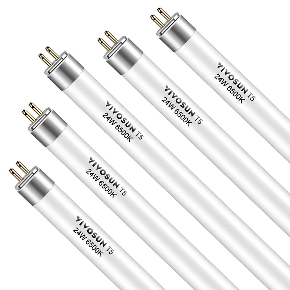 VIVOSUN 22in 24w 6500k T5 HO Fluorescent Tubes Cool White Grow Light Bulbs for