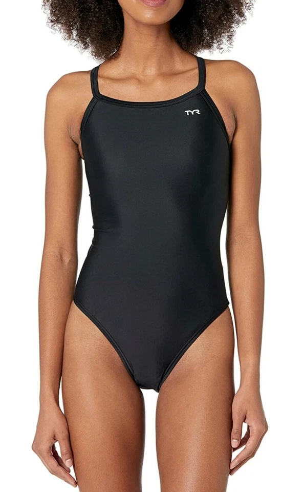 TYR Solid Lycra Maxback Women's Swimsuit Size 36 Navy