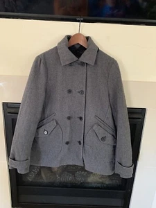 Lacoste Women’s Wool Pea coat Double breasted sz 40 Gray F7905 Winter Jacket M - Picture 1 of 23