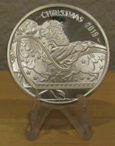 Weihnachten Weihnachtsmann 2019 1 Feinunze .999 Silbermedaille - Bild 1 von 2