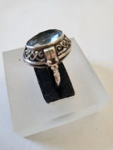 Silber Ring  antiker Art-Deco Ring  ovaler Aquamarin Ring Kopf verziert - Bild 1 von 8
