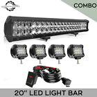 Led Light Bar 20Inch 126W Combo Light With Wiring Harness 4''Pods Fit Ford Jeep