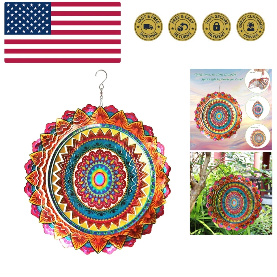 Fonmy Stainless Steel Wind Spinner-3D Laser Cut Hand Painted With Color Indoor