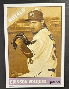 2015 Topps Heritage 5x7 Sepia Edinson Volquez #703 - Royals SP /10 Jumbo - Bild 1 von 3
