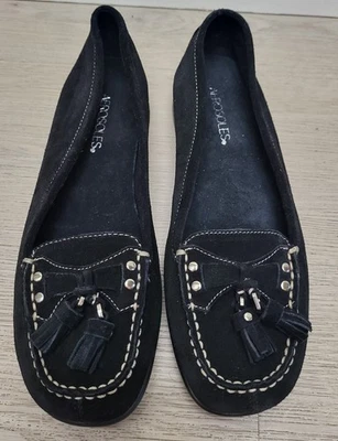 Aerosoles Loafers Black Suede Womens 9M Slip-on Flats Tassel Comfort  - Image 1 of 4