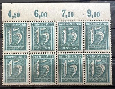 1921 German Empire 15 Pfenning Deutsche Reich MNH Stamps Block w/ Margin Germany - Image 1 of 2