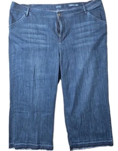 J.Jill Denim Jeans Size 24W Authentic Fit Full Leg Cropped Blue Fringe Hem - Picture 1 of 15