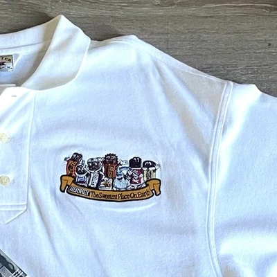 Deadstock Hershey’s Men’s Embroidered White Polo XL Cutter & Buck Novelty Shirt* - Image 1 of 4