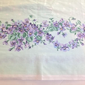 Vintage Purple Violet Floral Border Print Cotton Fabric 45" X 45" Daisy Kingdom - Picture 1 of 6