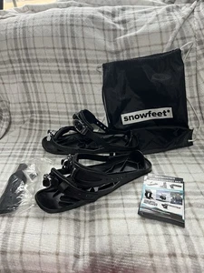 NEU Snowfeet Mini Ski Skates Snow Skiboard Schuhe verstellbare Bindung schwarz silber - Bild 1 von 8