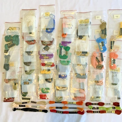 DMC Mouline Floss Thread Cotton Embroidery Cross Stitch Lot of 55 Assorted Used - Image 1 of 4