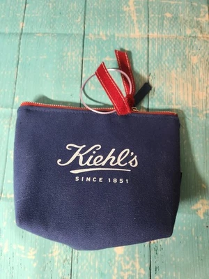 Kiehls Makeup Bag Zipper Cosmetic Pouch Cream Travel Case Zipper Since 1851 EUC  - Image 1 of 2