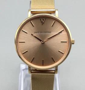 Paul Valentine Uhr Damen 32mm roségoldfarben Meshband minimalistisch neue Batterie - Bild 1 von 15
