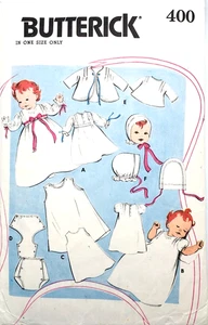 Vintage Butterick Sewing Pattern 400: BABY Infant Layette 9 piece One Size UNCUT - Picture 1 of 2