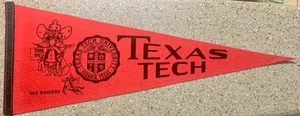 Vintage Texas Tech Red Raiders Felt Pennant 29" X 12" RARE Raider Red - Picture 1 of 5