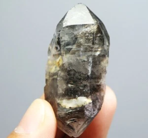 Natural Herkimer Diamond Black Phantom Quartz Crystal Point Mineral Specimen - Picture 1 of 11