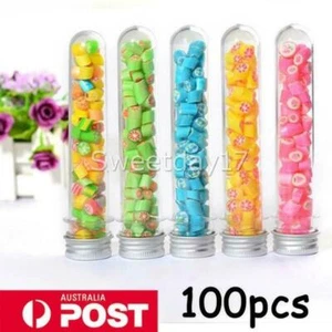 100* 40ML Plastic Lab Test Tubes Metal Cap Screw Lid Round Bottom Wedding Party - Picture 1 of 11