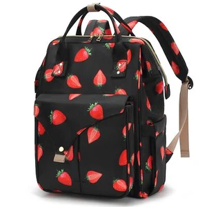 Strawberry Laptop Backpack College School Backpack Bookbags Nurse Backpacks T... - Picture 1 of 6