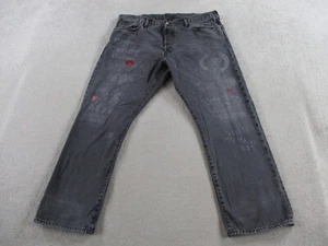 Ralph Lauren Polo Jeans Mens 38x30 Black Denim Embroidered Skull Print Classic - Picture 1 of 15