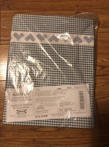 ikea childrens quilt and pillowcase cover blue gingham heart New Hjartlig - Picture 1 of 6