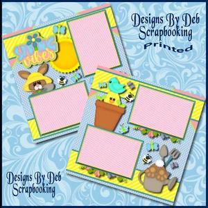 SPRING VIBES Premade Scrapbook Pages Paper Piecing printed layout DBDS - Picture 1 of 3