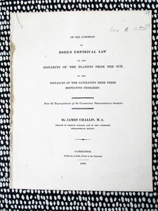 1829 JAMES CHALLIS *Inscribed* BODE'S EMPIRICAL LAW of the DISTANCES of PLANETS - Bild 1 von 6