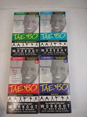 Tae Bo VHS Lot 4 Pack Billy Banks Workout Basic/Advanced/8 Minute/Instructional  - Image 1 of 4
