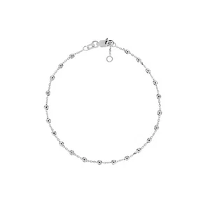 2.5mm Diamond-Cut Bead Adjustable Chain Bracelet Real 14K White Gold Up to 7.5" - Picture 1 of 2