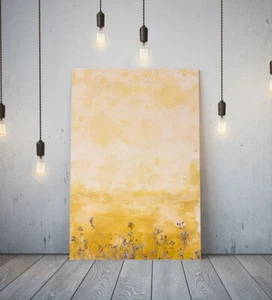 YELLOW VIBES 25- FRAMED CANVAS WALL ART PICTURE PAPER PRINT- WALL FLOWERS - Picture 1 of 17