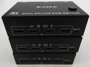3x KCEVE DP USB 3.0 KVM Switch 2 Computer 2 Monitors, Dual Monitor KC-KVM202DPA - Picture 1 of 4