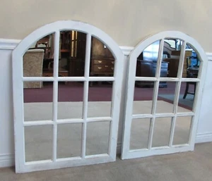 PAIR OF DISTRESSED FINISH MAHOGANY PANED WALL MIRRORS - Picture 1 of 12