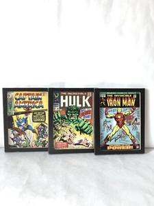 3 mini poster fumetti Marvel in tela di legno - Capitan America, Hulk, Iron Man - usati - Foto 1 di 7