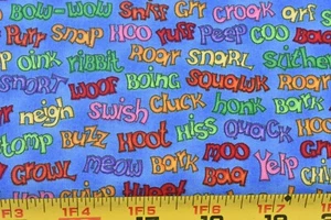 By 1/2 Yd, Colorful Animal Sounds on Blue Quilt Cotton, Moda, Strole, B1518 - Picture 1 of 10