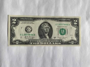 $2 Two Dollars Bill 2017 Series # G 13557666 A Real Money US Dollar Paper notes - Picture 1 of 3