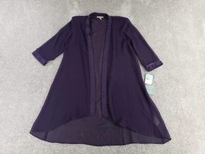 Maya Brooke Women's 14 Cardigan Cover Up Purple Sheer 3/4 Sleeve - Image 1 of 4