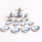 15pcs Puppenhaus Küchengeschirr Miniatur-Keramik-Tee-Set Blaue  