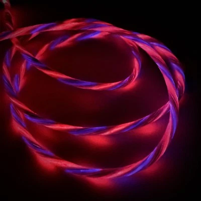 3 Ft iPhone 11/X/8 Touch-Sensitive Flowing LED USB Charger Cable  - Image 1 of 4