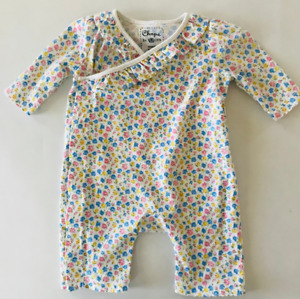 Chaps Baby Girl Newborn Floral Sleeper Jumpsuit Cotton Long Sleeves Snaps Front