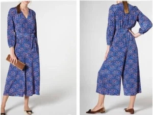 L.K.Bennett Ellora Floral-Print Cropped Silk Jumpsuit Size 12 - Picture 1 of 8
